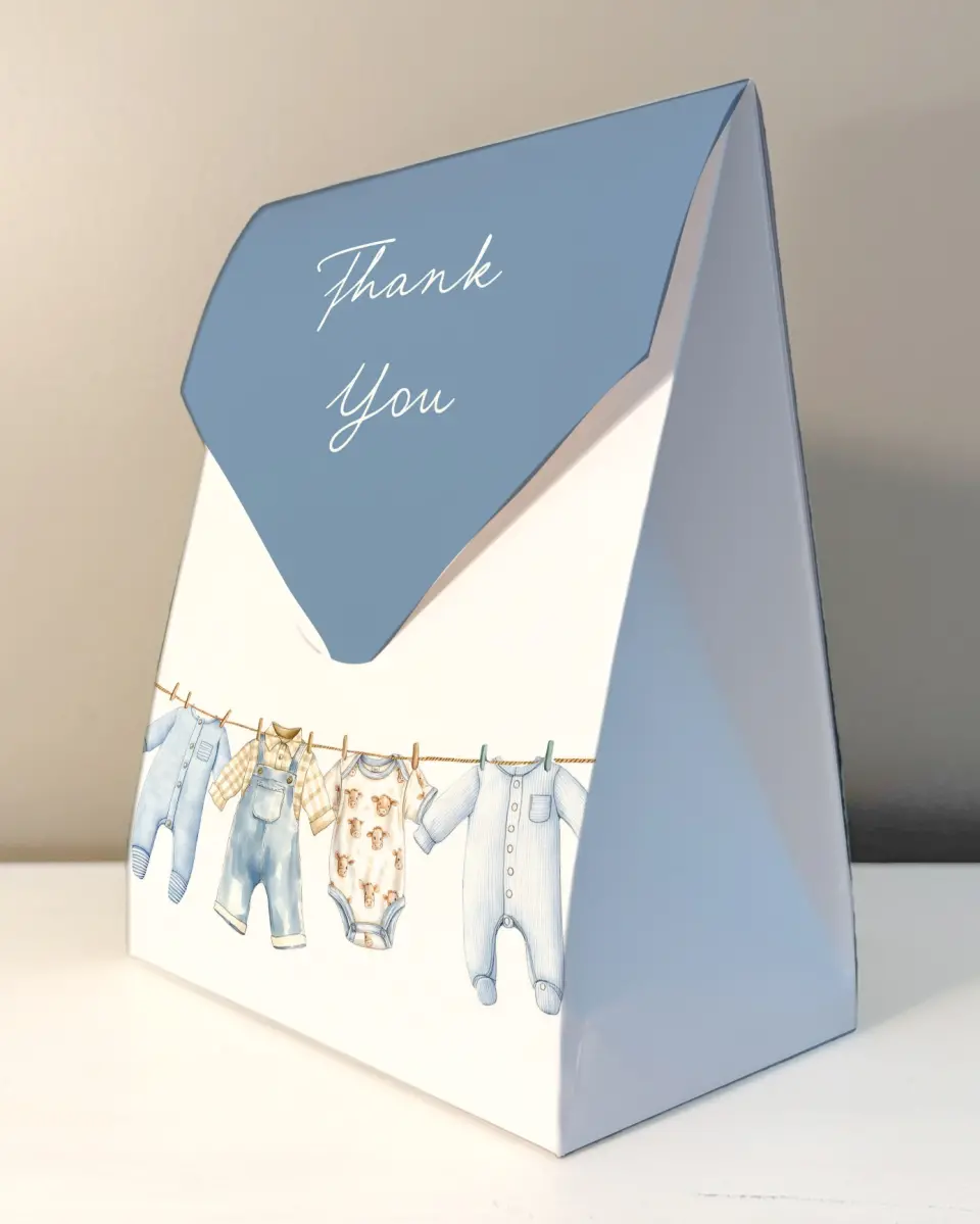 This is a 6.5" x 9" Wedding Favor Boxe called Country Clothesline printed in full color