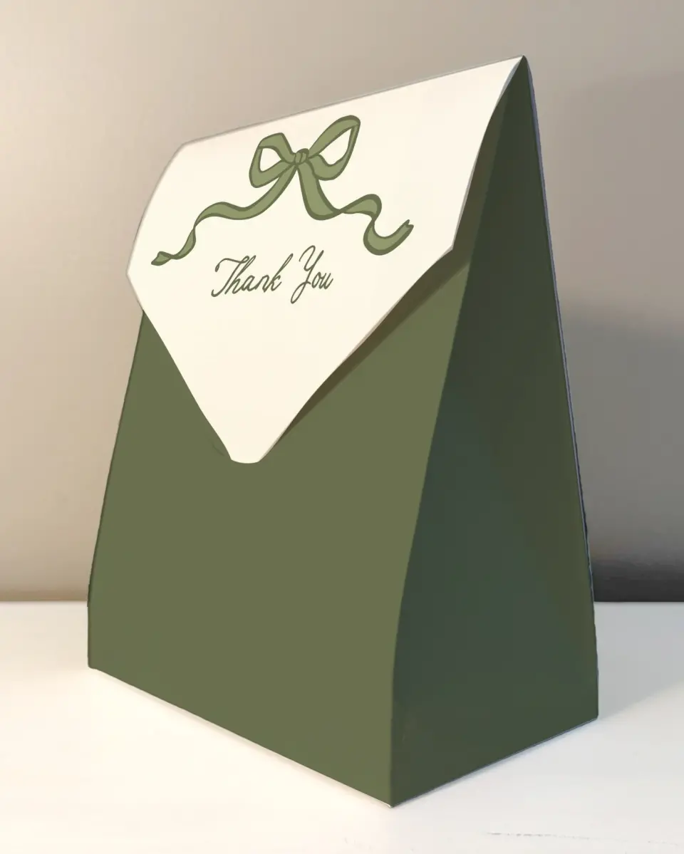 This is a 6.5" x 9" Wedding Favor Boxe called Coquette Darling printed in full color