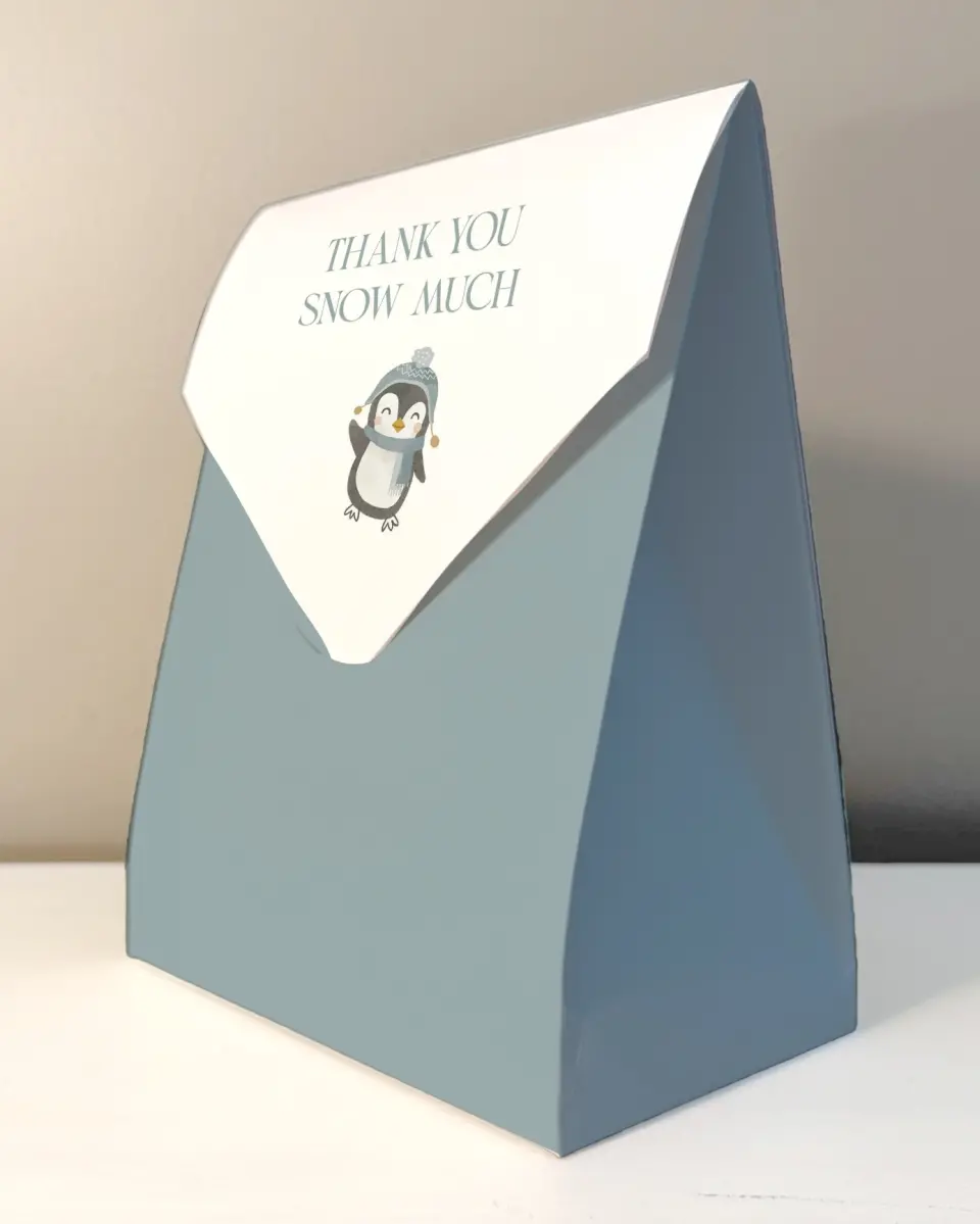 This is a 6.5" x 9" Wedding Favor Boxe called Arctic Animals printed in full color