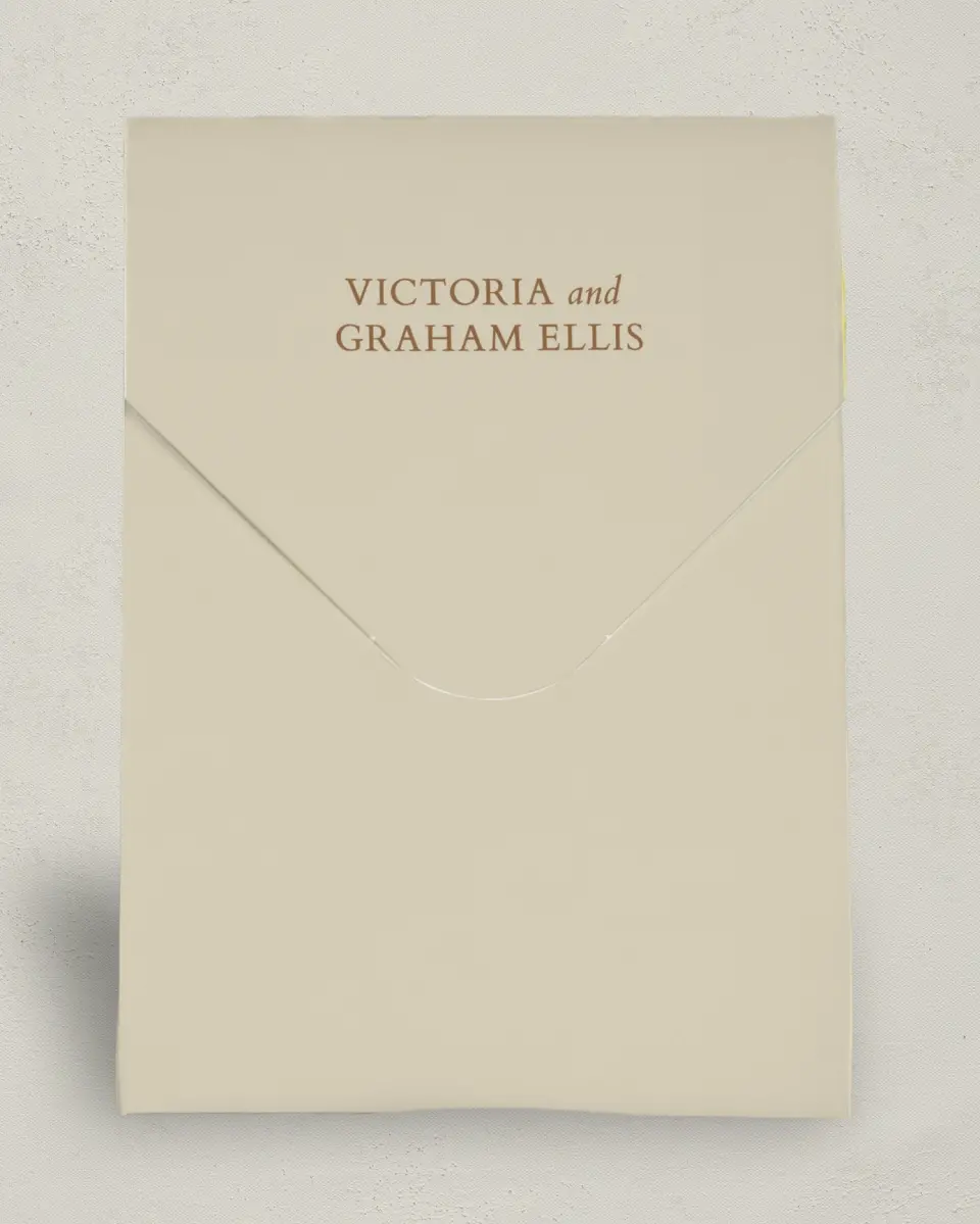 This is a 6.5" x 9" Wedding Favor Boxe called Soft Branchlets printed in full color with Gold foil