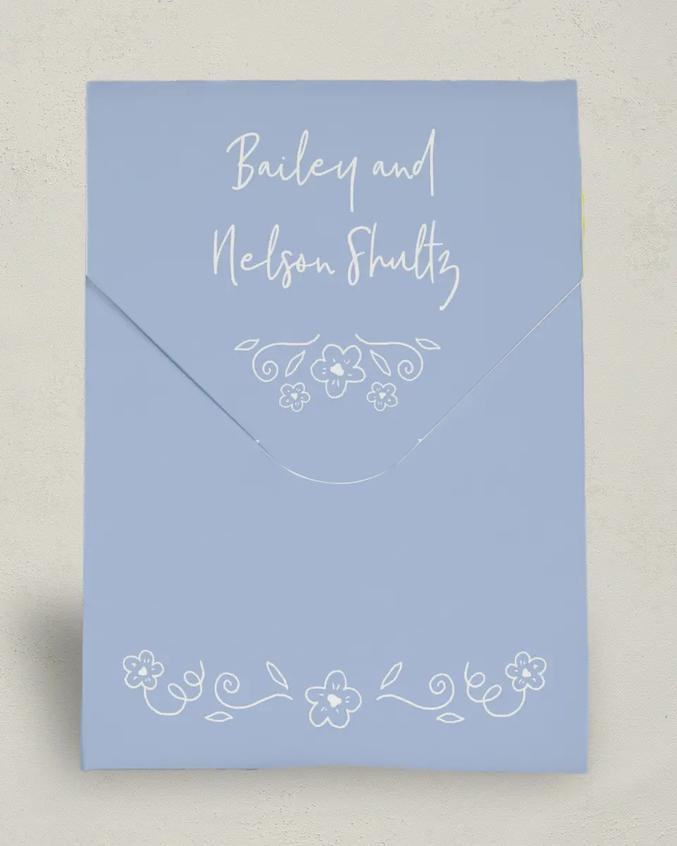 This is a 6.5" x 9" Wedding Favor Boxe called Framed in Flowers printed in full color with Gold foil