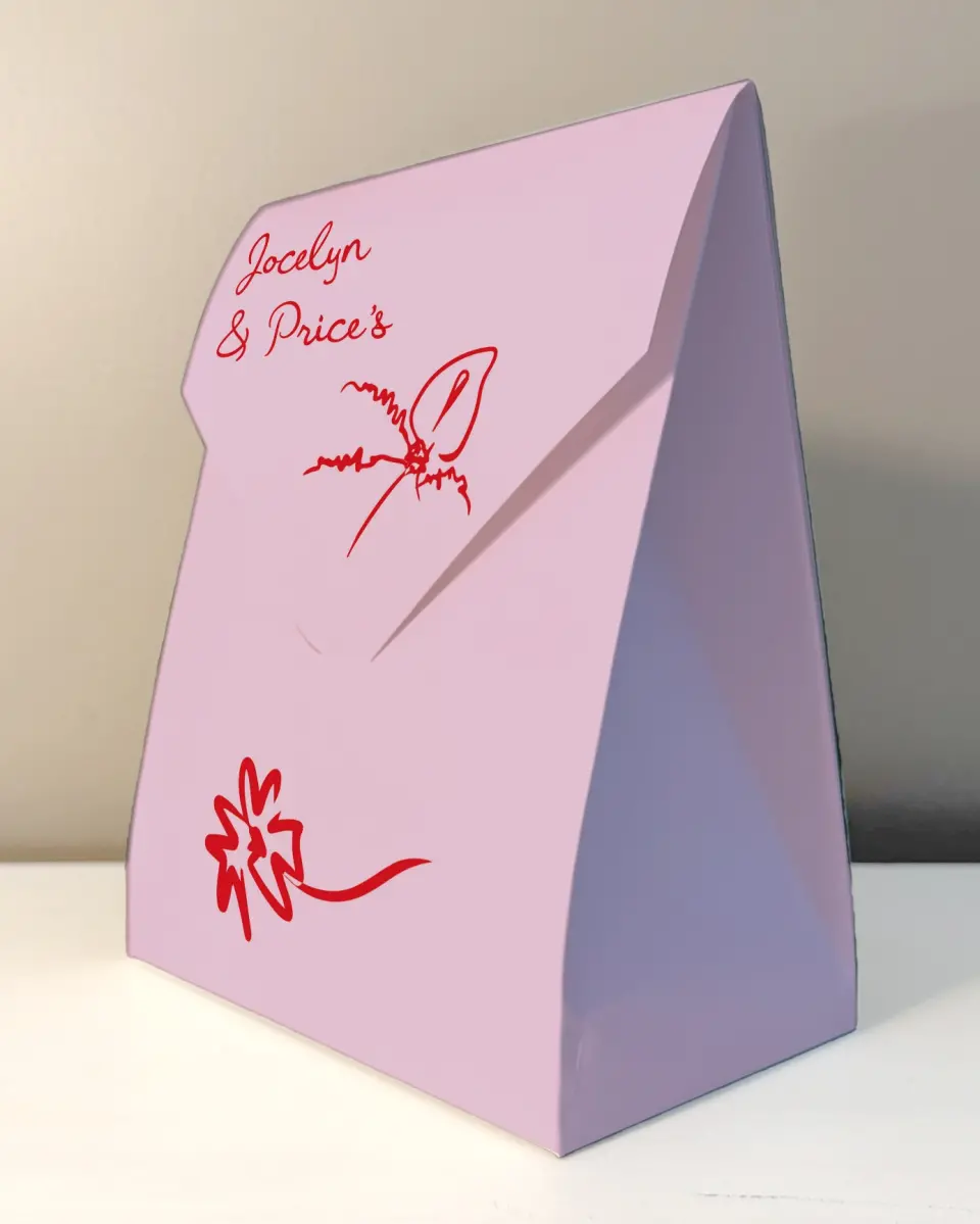 This is a 6.5" x 9" Wedding Favor Boxe called Flourishing Love printed in full color with Rose Gold foil
