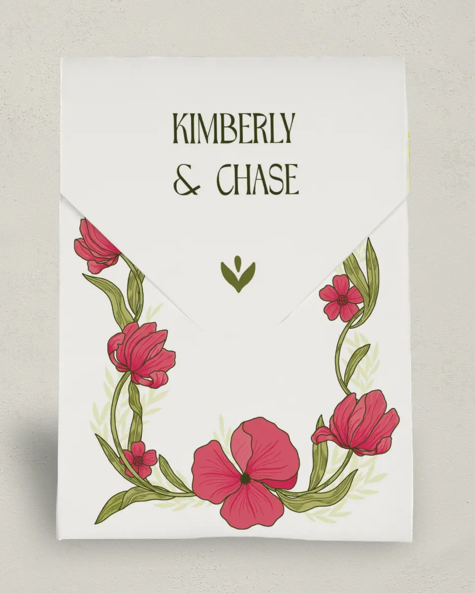 This is a 6.5" x 9" Wedding Favor Boxe called Nouveau Romance printed in full color with Gold foil