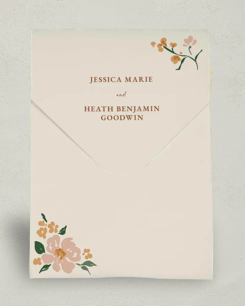 This is a 6.5" x 9" Wedding Favor Boxe called Plush Petals printed in full color