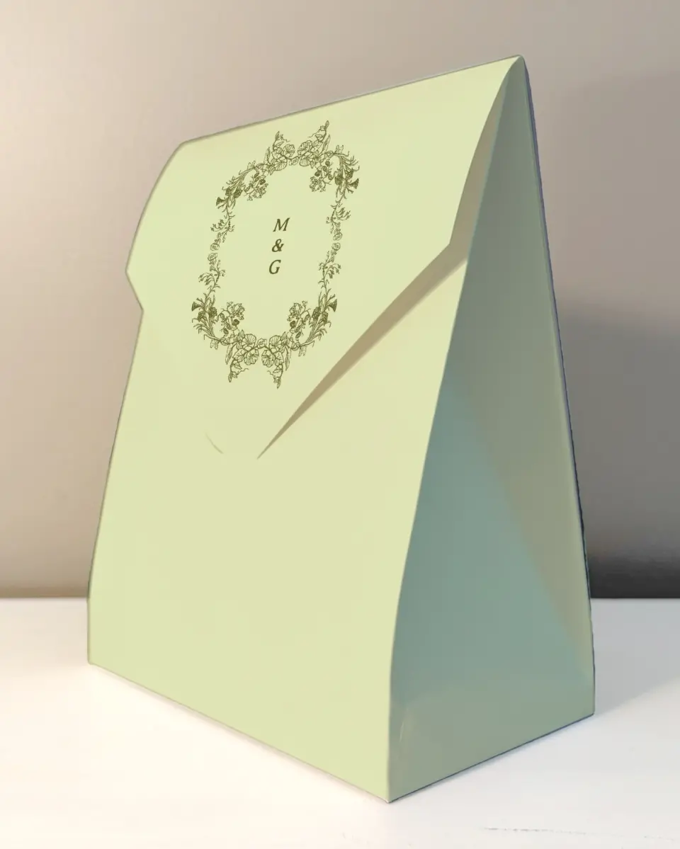 This is a 6.5" x 9" Wedding Favor Boxe called Vintage Chinoiserie printed in full color