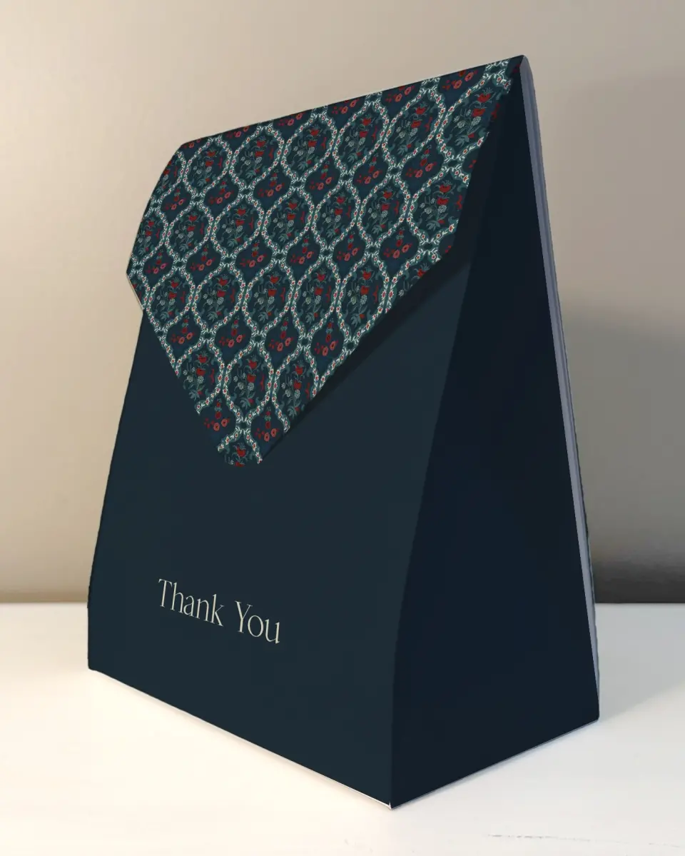 This is a 6.5" x 9" Business Favor Boxe called Blooming Business printed in full color with Rose Gold foil