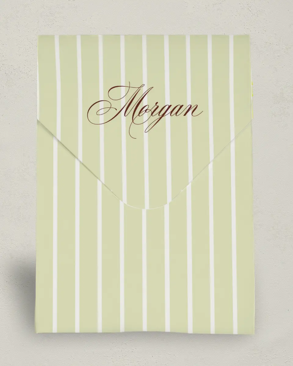 This is a 6.5" x 9" Wedding Favor Boxe called Elegant Stripe printed in full color