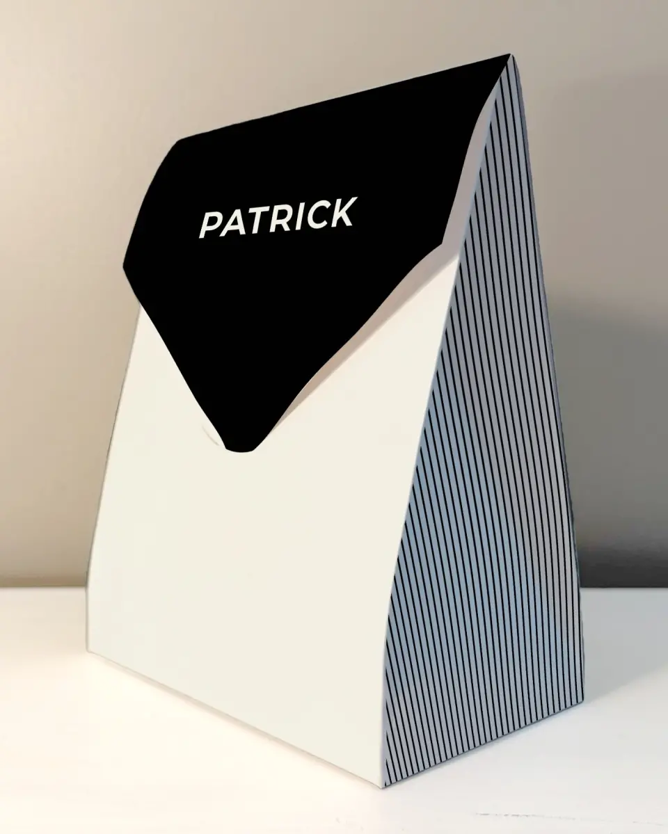This is a 6.5" x 9" Wedding Favor Boxe called Dark & Handsome printed in full color