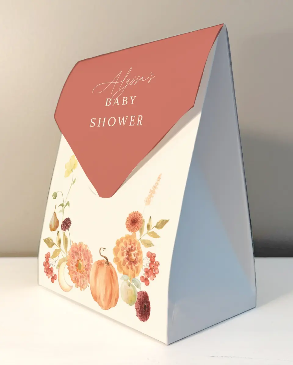 This is a 6.5" x 9" Wedding Favor Boxe called Harvest Moon printed in full color