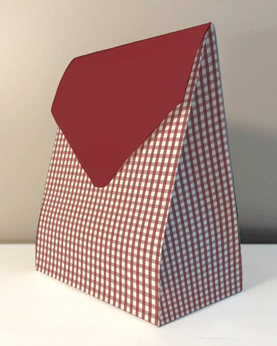 This is a 6.5" x 9" Wedding Favor Boxe called Gingham Cheer printed in full color with Rose Gold foil