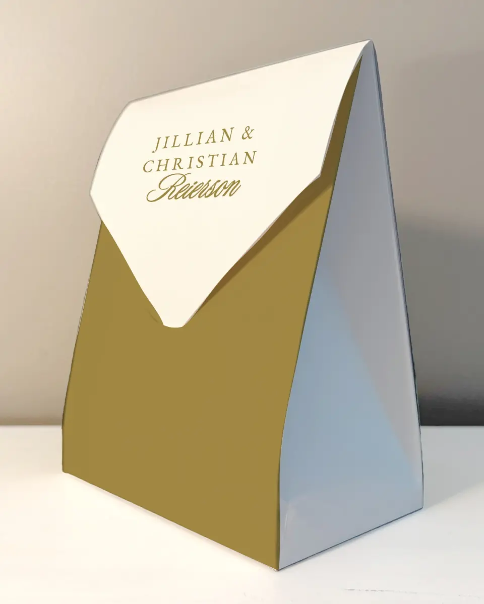 This is a 6.5" x 9" Wedding Favor Boxe called The Jillian printed in full color