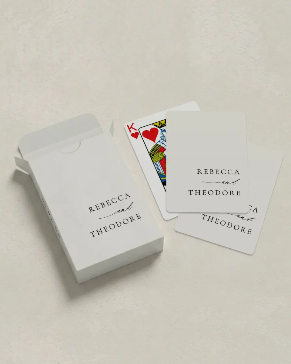 This is a 2.7" x 3.6" box; 2.5" x 3.5" card Wedding Playing Card called Simply Elegant printed in full color