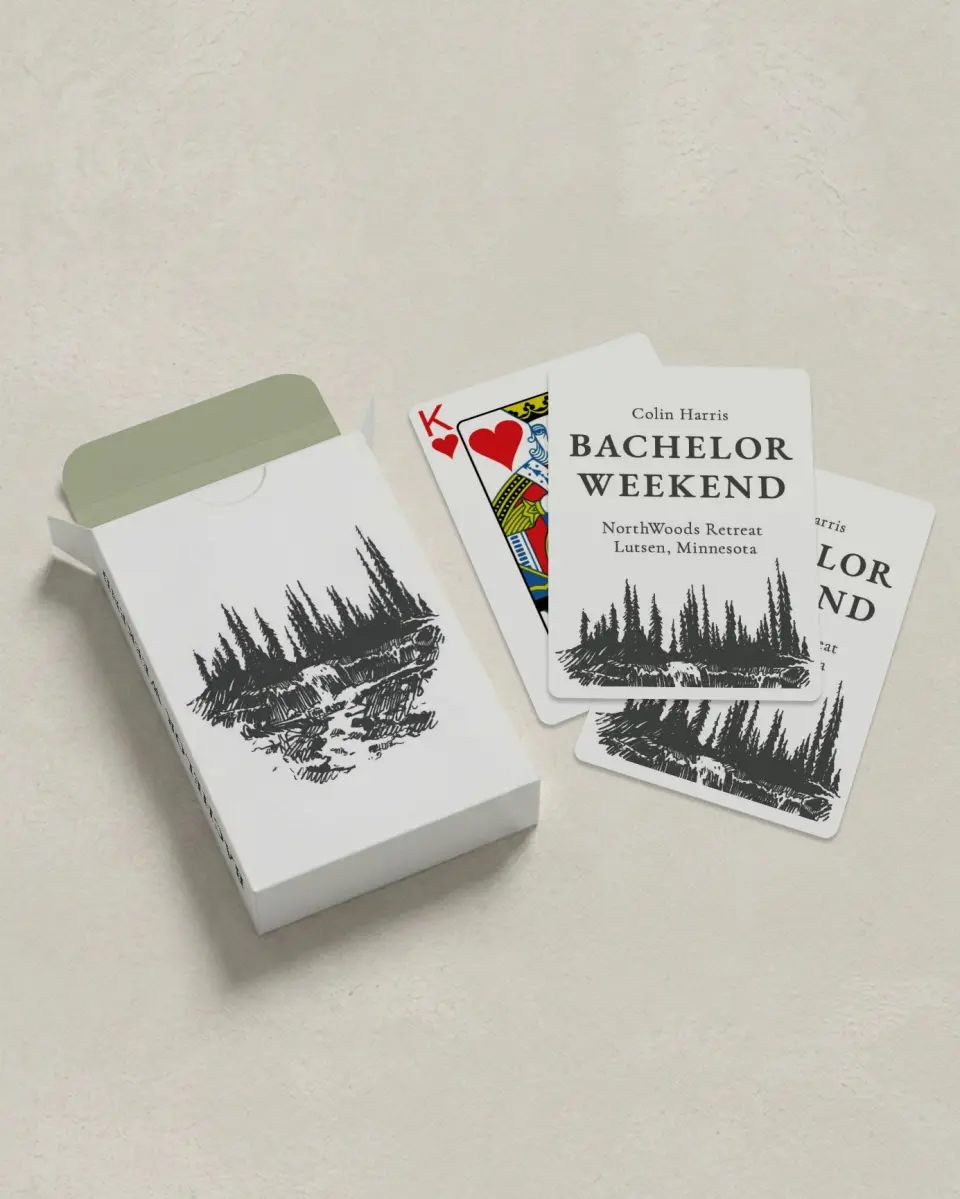 This is a 2.7" x 3.6" box; 2.5" x 3.5" card Wedding Playing Card called Nature Party printed in full color