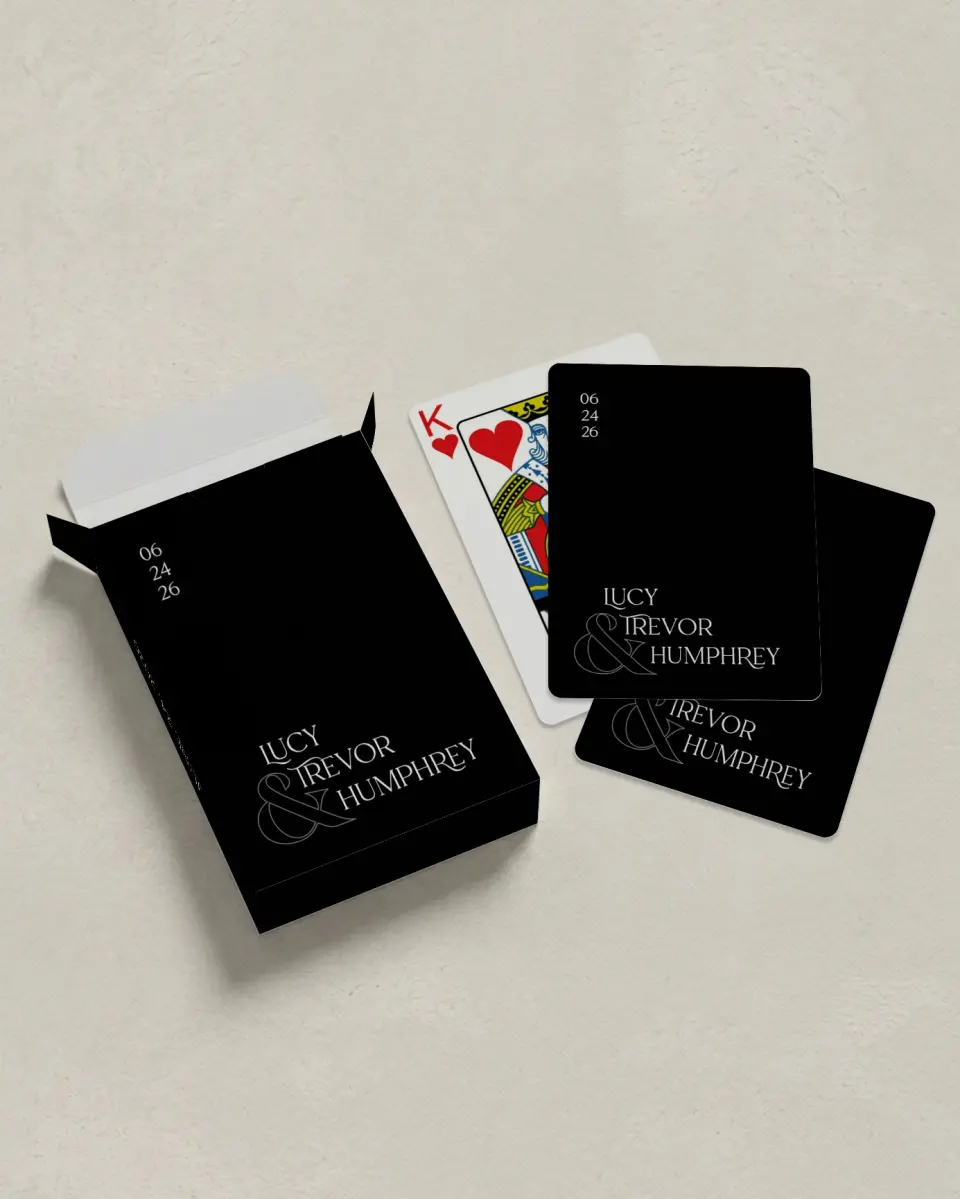 This is a 2.7" x 3.6" box; 2.5" x 3.5" card Wedding Playing Card called The Lucy printed in full color