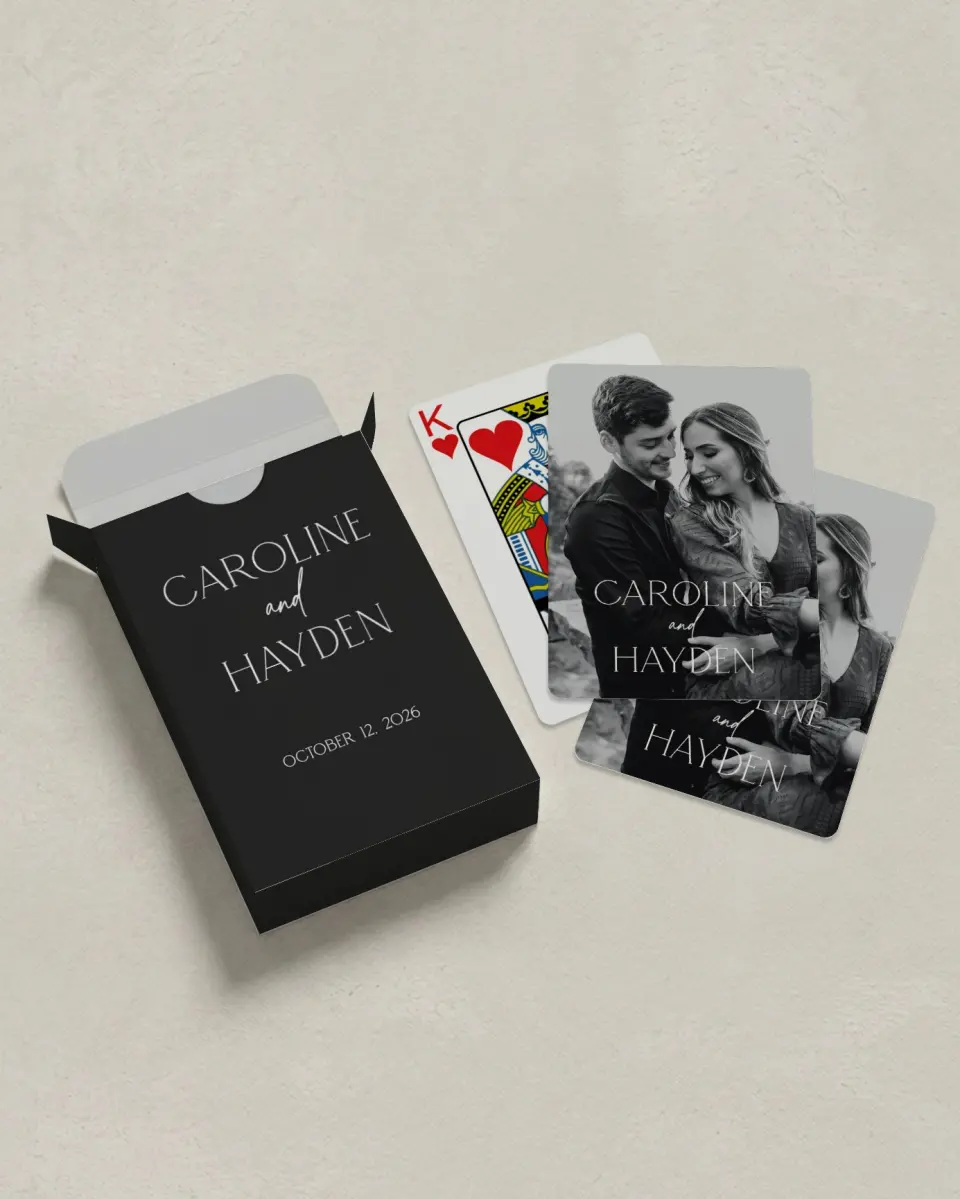 This is a 2.7" x 3.6" box; 2.5" x 3.5" card Wedding Playing Card called The Caroline printed in full color