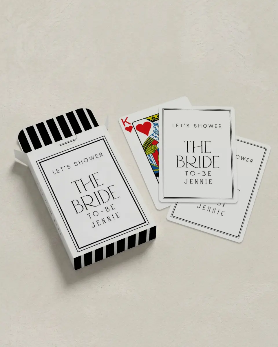 This is a 2.7" x 3.6" box; 2.5" x 3.5" card Wedding Playing Card called Clean and Classy printed in full color