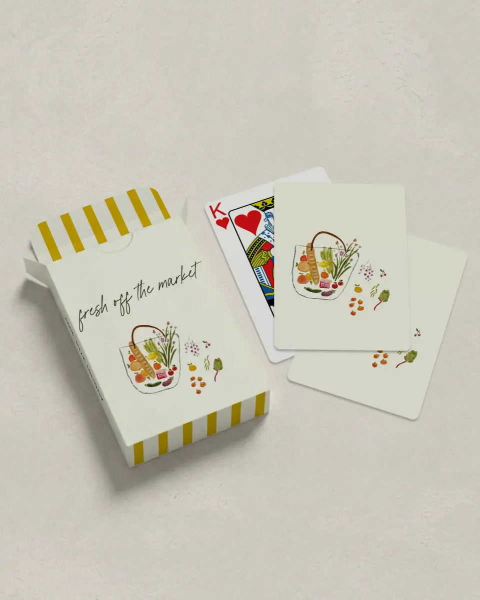 This is a 2.7" x 3.6" box; 2.5" x 3.5" card Wedding Playing Card called Fresh for You printed in full color