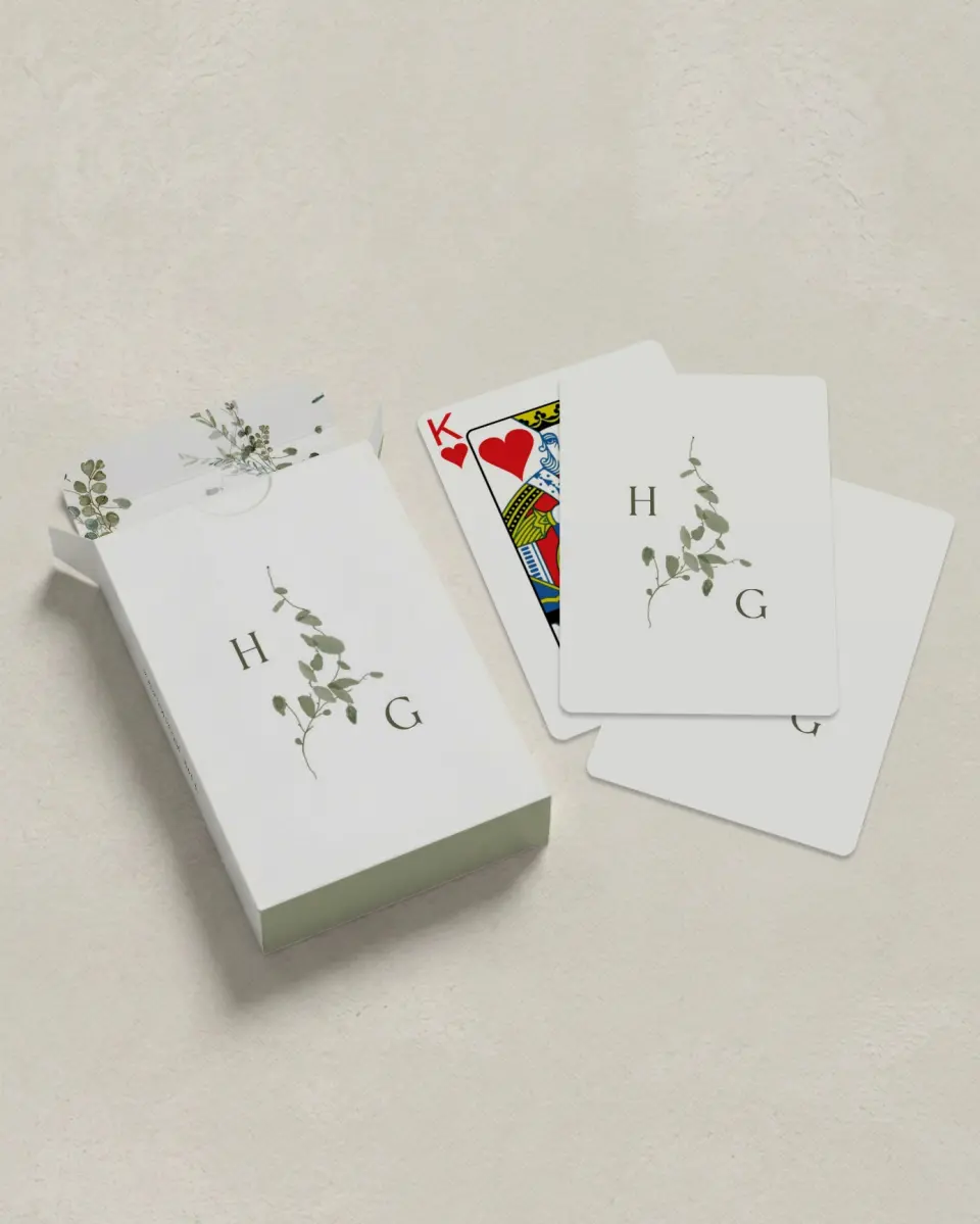 This is a 2.7" x 3.6" box; 2.5" x 3.5" card Wedding Playing Card called The Hailey printed in full color