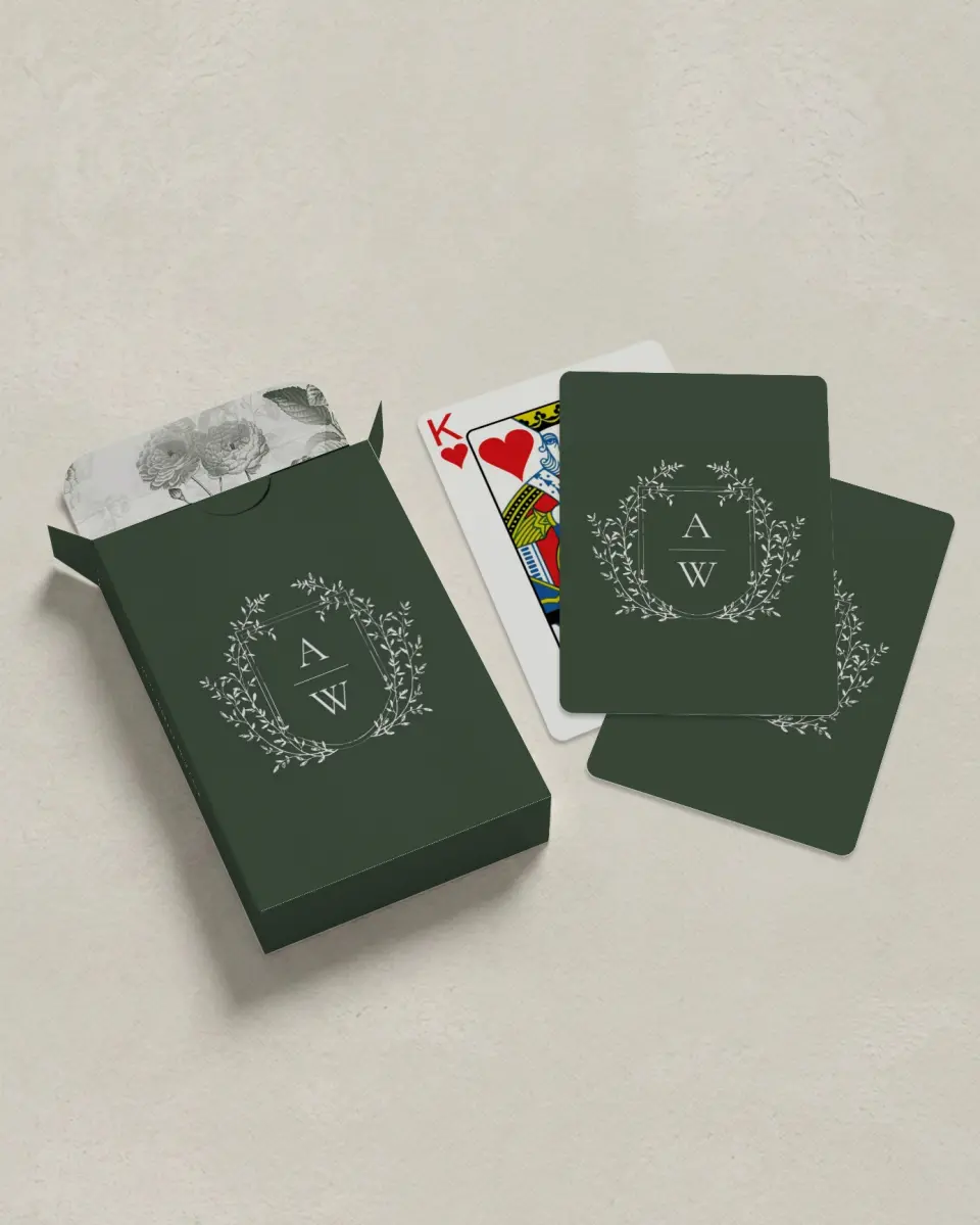 This is a 2.7" x 3.6" box; 2.5" x 3.5" card Wedding Playing Card called The Adaline printed in full color
