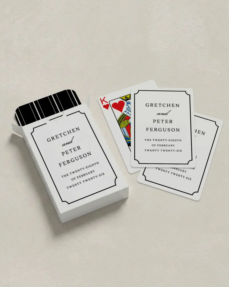 This is a 2.7" x 3.6" box; 2.5" x 3.5" card Wedding Playing Card called Elegant Tradition printed in full color