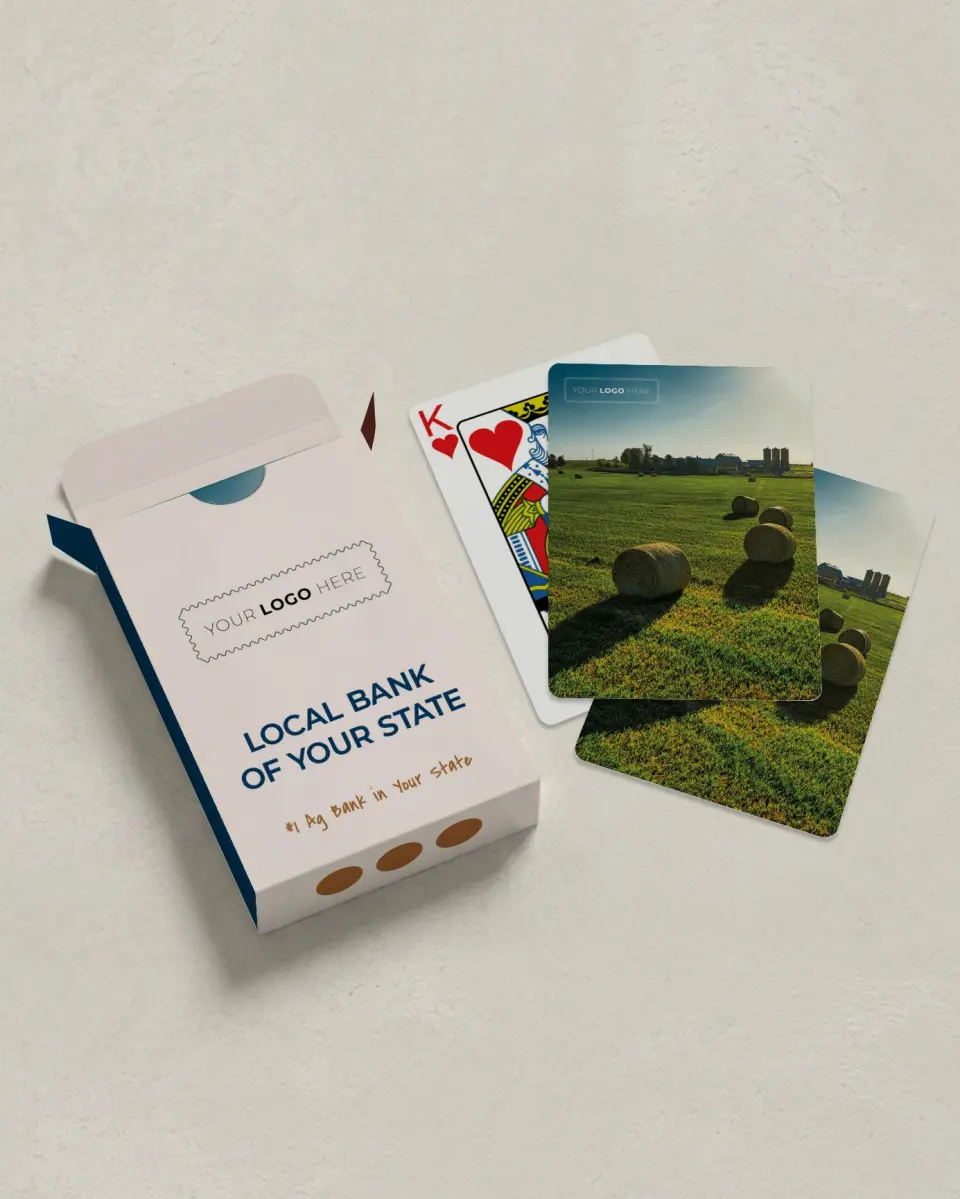 This is a 2.7" x 3.6" box; 2.5" x 3.5" card Business Playing Card called Cultivating Growth printed in full color with Silver foil
