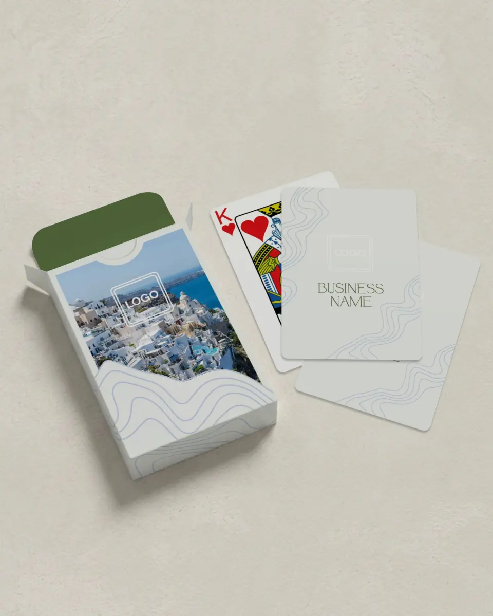 This is a 2.7" x 3.6" box; 2.5" x 3.5" card Business Playing Card called Contoured Connection printed in full color