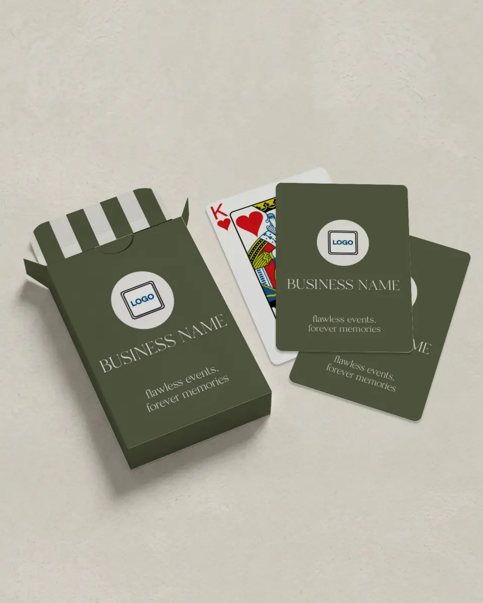 This is a 2.7" x 3.6" box; 2.5" x 3.5" card Business Playing Card called Refined Approach printed in full color