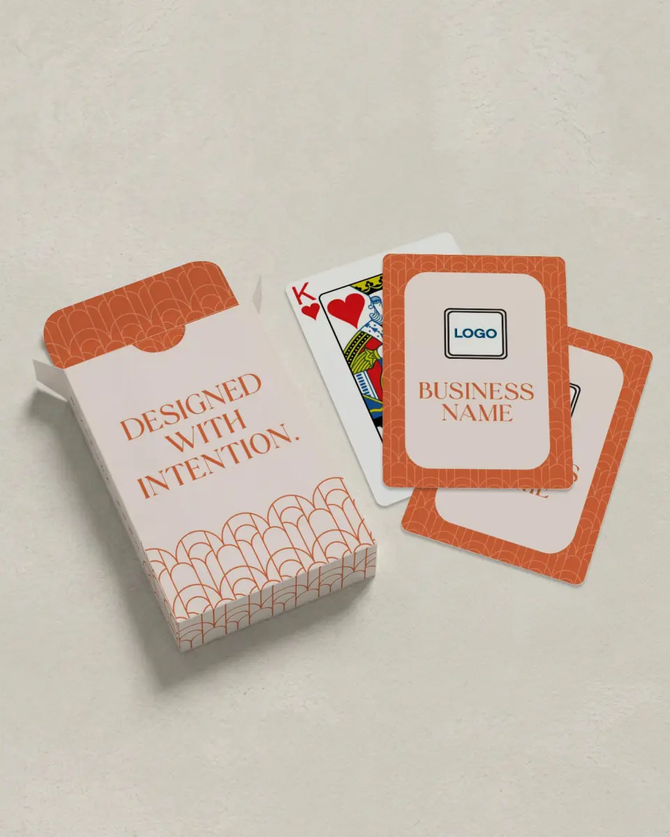 This is a 2.7" x 3.6" box; 2.5" x 3.5" card Business Playing Card called Arching Angles printed in full color