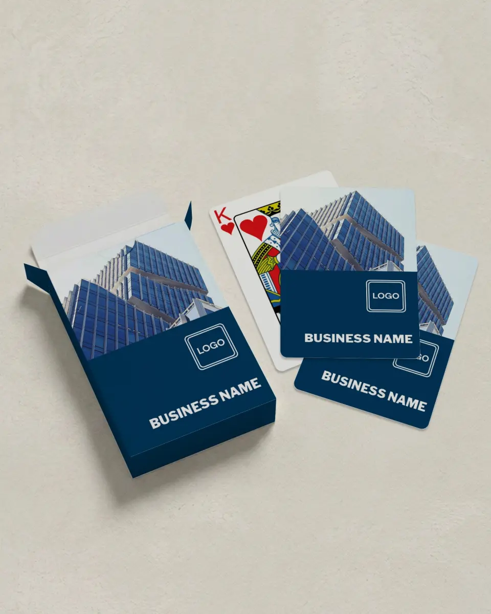 This is a 2.7" x 3.6" box; 2.5" x 3.5" card Business Playing Card called Simple Structure printed in full color with Silver foil
