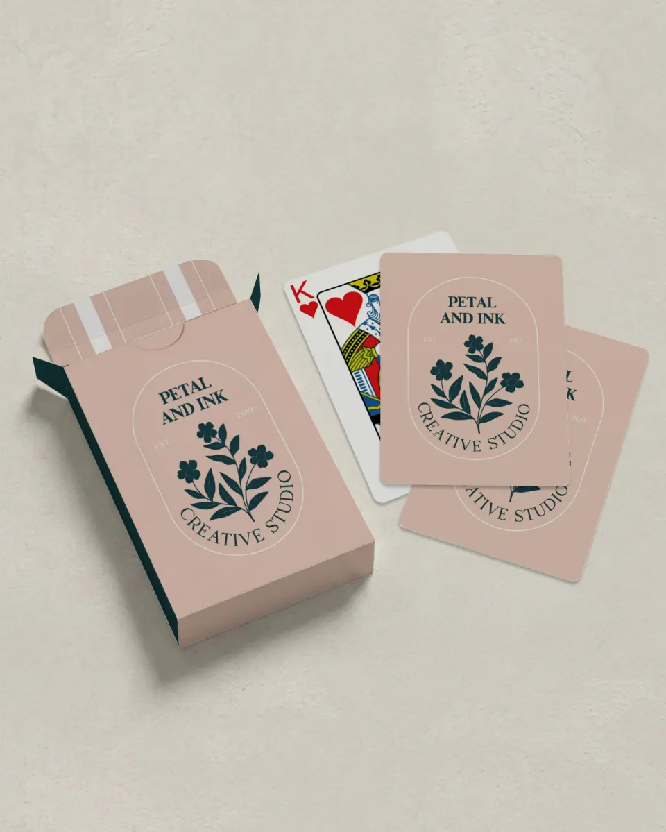 This is a 2.7" x 3.6" box; 2.5" x 3.5" card Business Playing Card called Posh Petal printed in full color