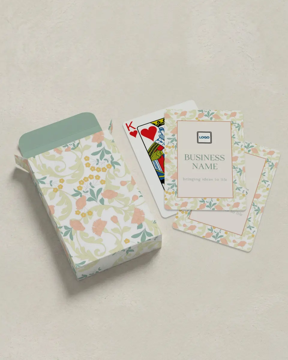 This is a 2.7" x 3.6" box; 2.5" x 3.5" card Business Playing Card called Ornate Charm printed in full color