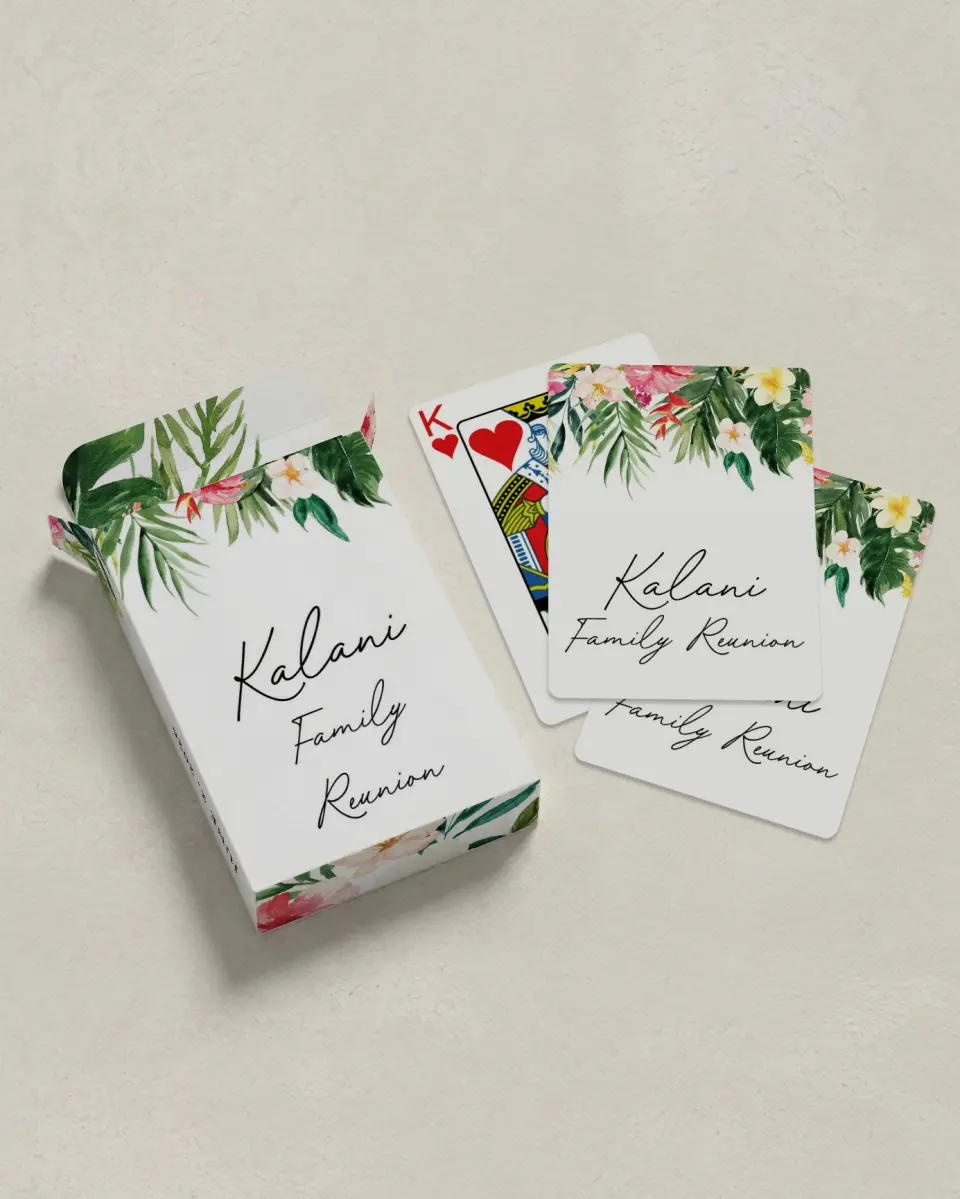 This is a 2.7" x 3.6" box; 2.5" x 3.5" card Business Playing Card called Hibiscus & Fern printed in full color