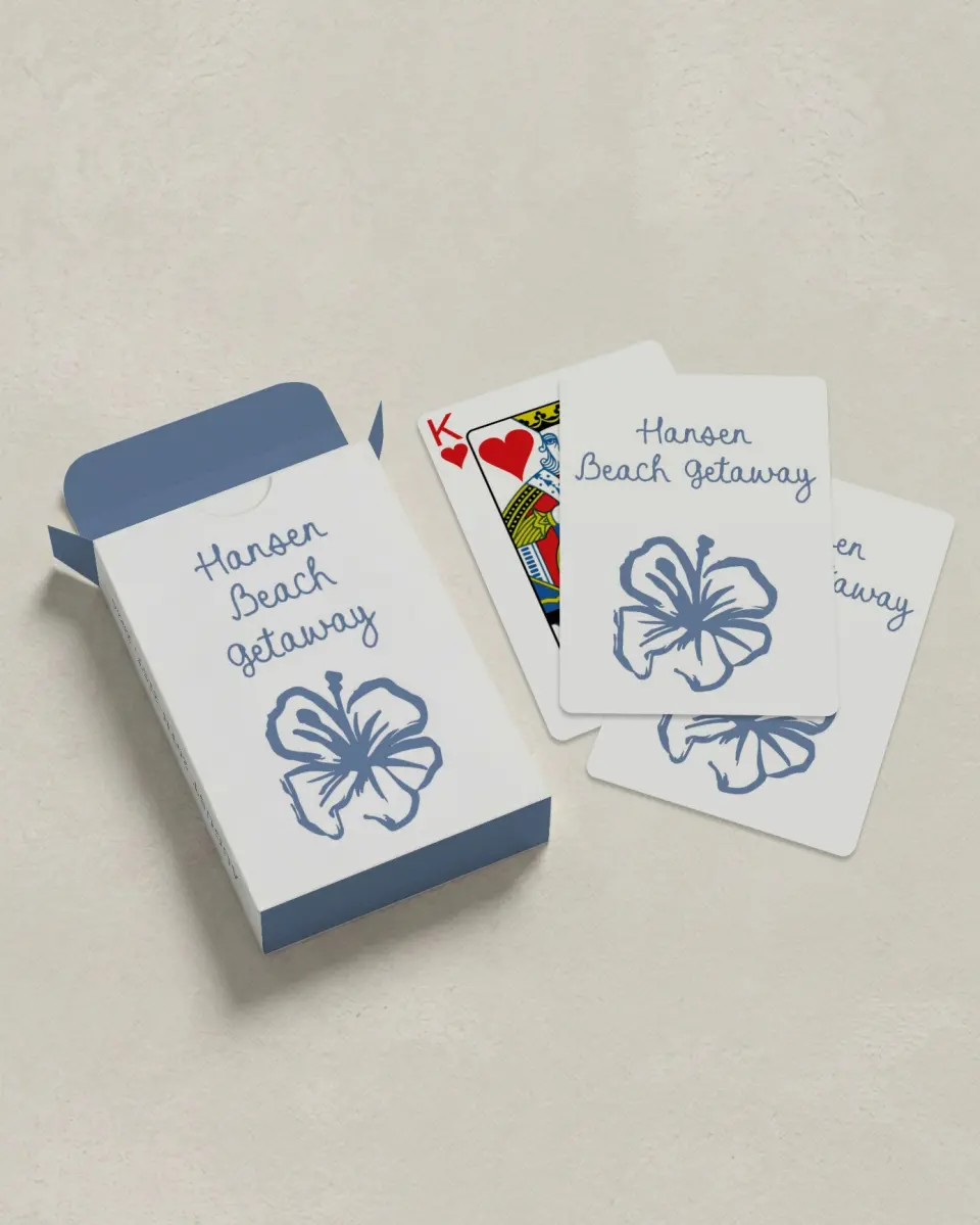 This is a 2.7" x 3.6" box; 2.5" x 3.5" card Business Playing Card called Coastal Breeze printed in full color