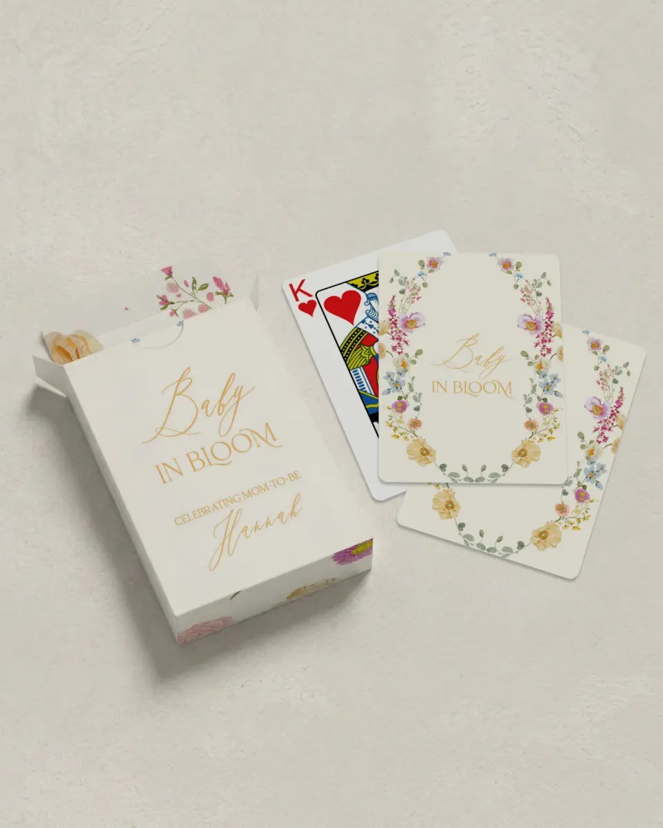 This is a 2.7" x 3.6" box; 2.5" x 3.5" card Wedding Playing Card called Colorful Blooms printed in full color