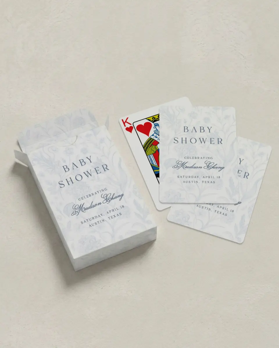 This is a 2.7" x 3.6" box; 2.5" x 3.5" card Wedding Playing Card called Blissful Blooms printed in full color