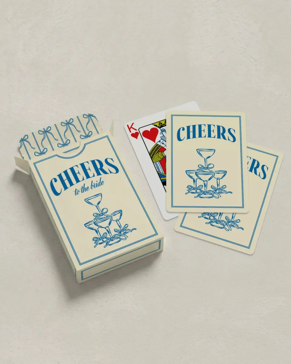 This is a 2.7" x 3.6" box; 2.5" x 3.5" card Wedding Playing Card called Wife of the Party printed in full color