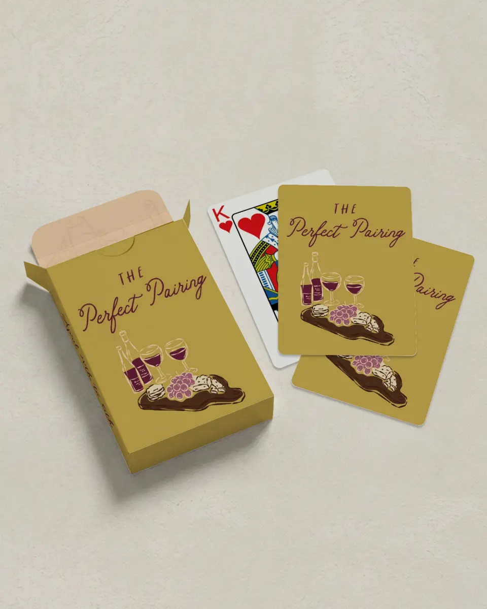 This is a 2.7" x 3.6" box; 2.5" x 3.5" card Wedding Playing Card called The Perfect Pairing printed in full color