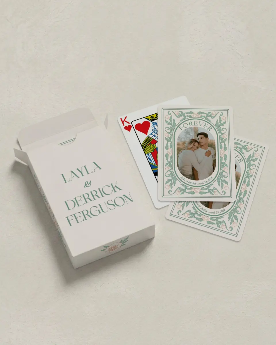 This is a 2.7" x 3.6" box; 2.5" x 3.5" card Wedding Playing Card called Vintage Dream printed in full color