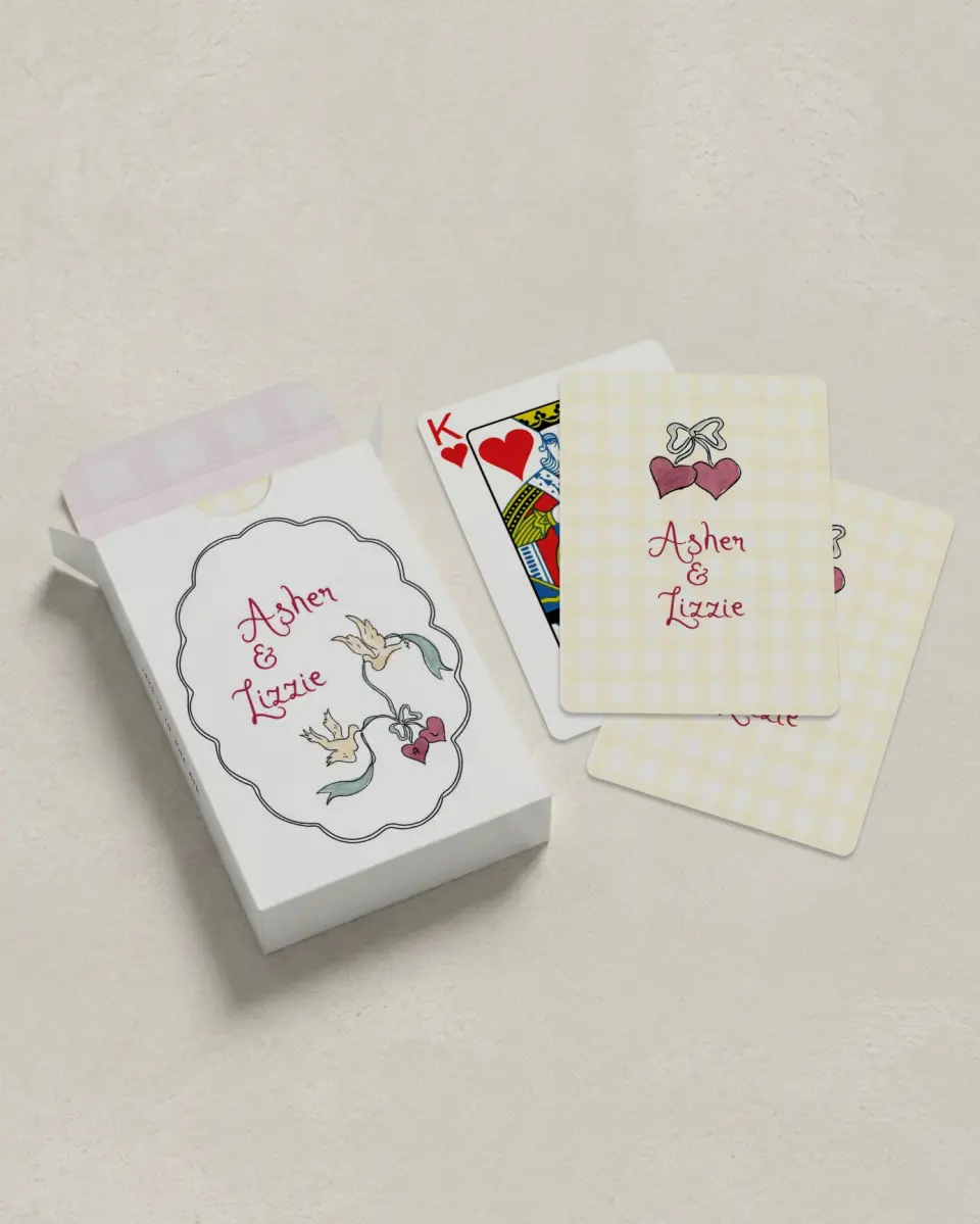 This is a 2.7" x 3.6" box; 2.5" x 3.5" card Wedding Playing Card called Love Dove printed in full color