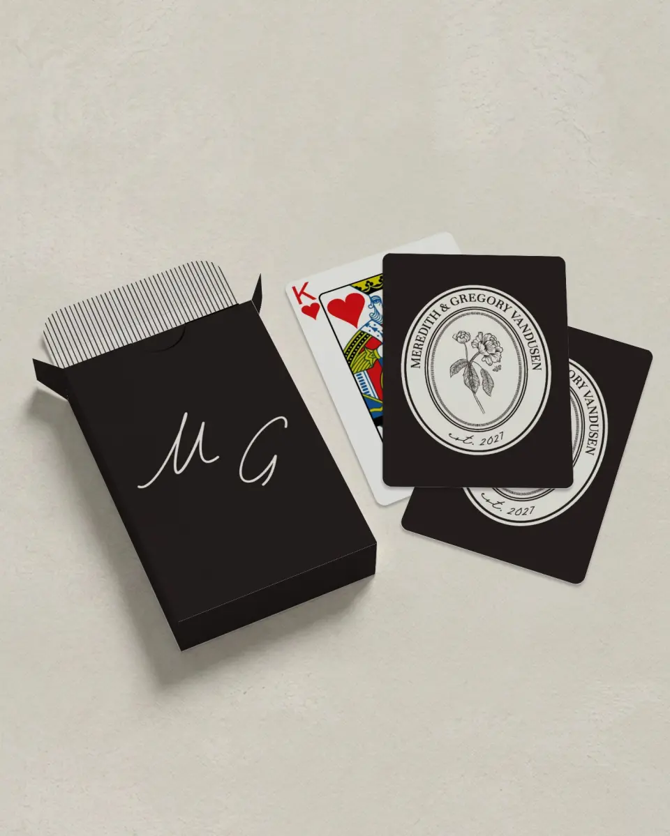 This is a 2.7" x 3.6" box; 2.5" x 3.5" card Wedding Playing Card called Opulent Endearment printed in full color