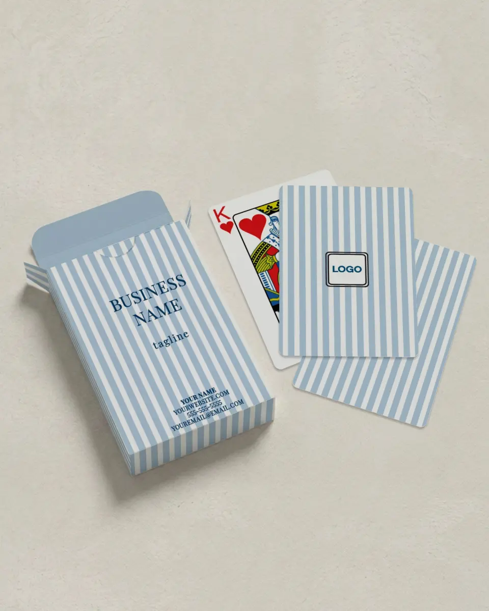 This is a 2.7" x 3.6" box; 2.5" x 3.5" card Business Playing Card called Preppy Stripe printed in full color