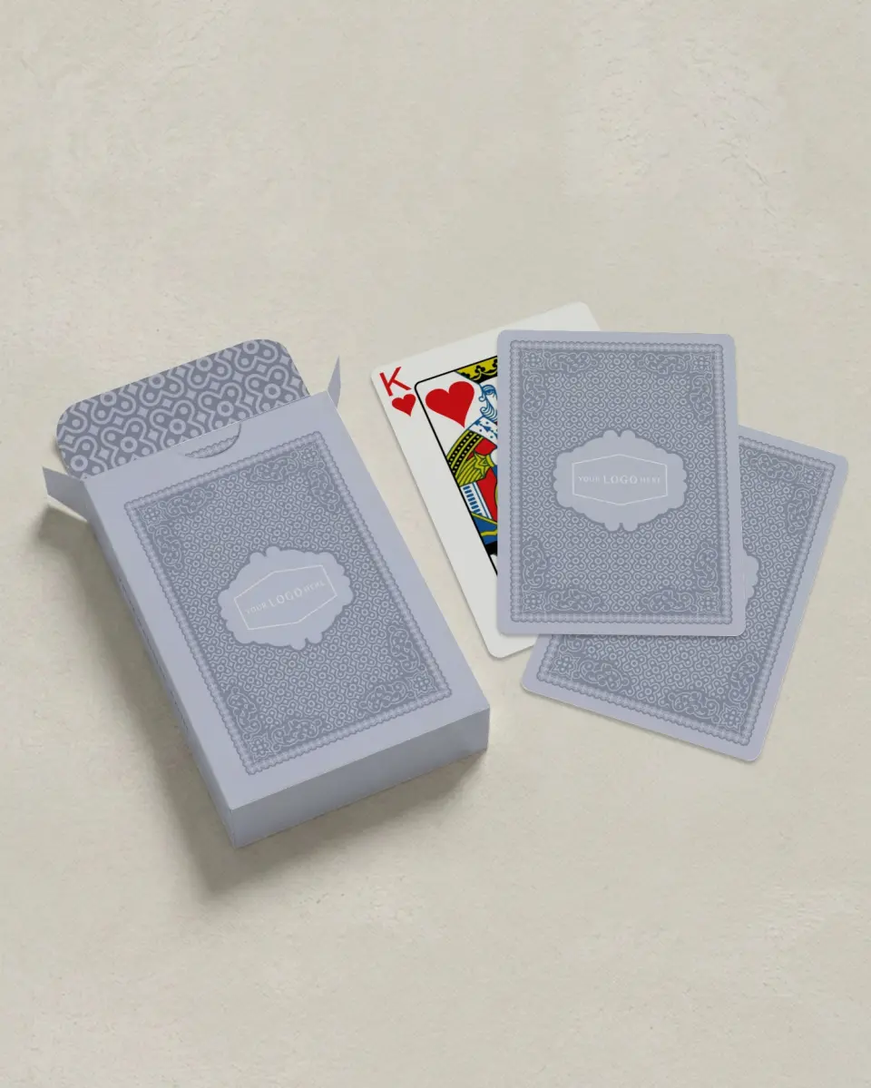 This is a 2.7" x 3.6" box; 2.5" x 3.5" card Business Playing Card called Polished Crest printed in full color with Silver foil