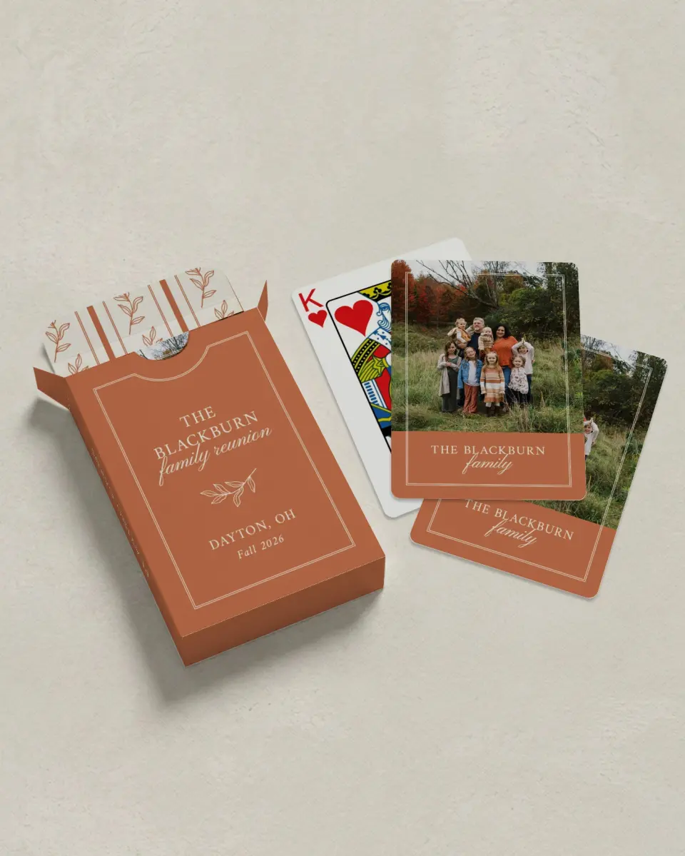 This is a 2.7" x 3.6" box; 2.5" x 3.5" card Wedding Playing Card called Family Frolic printed in full color