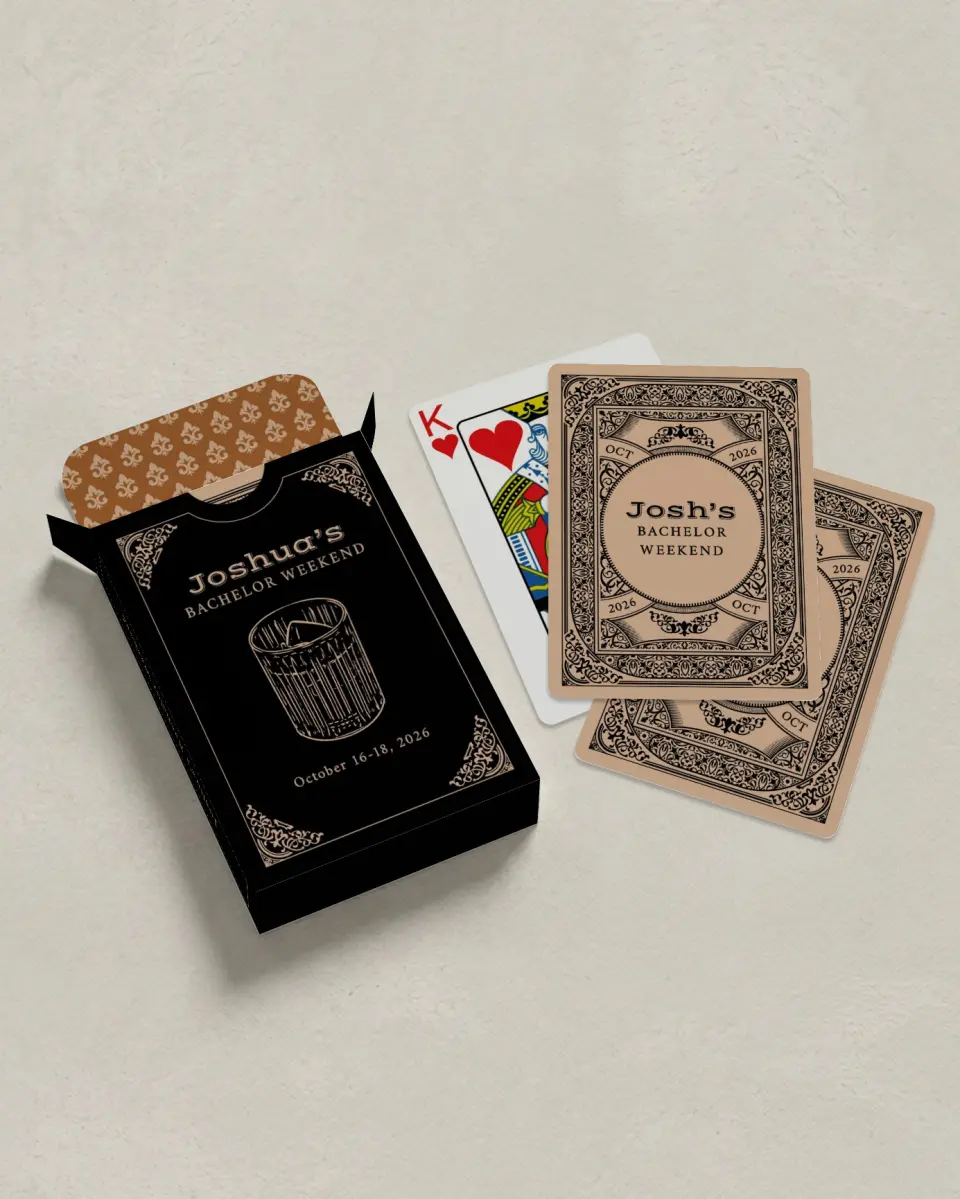 This is a 2.7" x 3.6" box; 2.5" x 3.5" card Business Playing Card called Distinguished Weekend printed in full color
