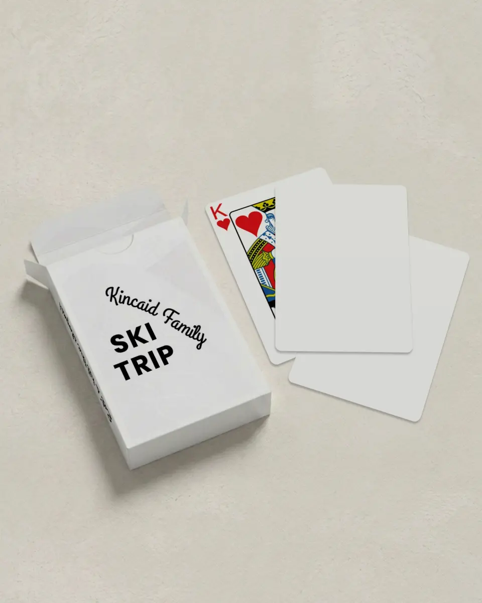 This is a 2.7" x 3.6" box; 2.5" x 3.5" card Business Playing Card called Peak Family Time printed in full color