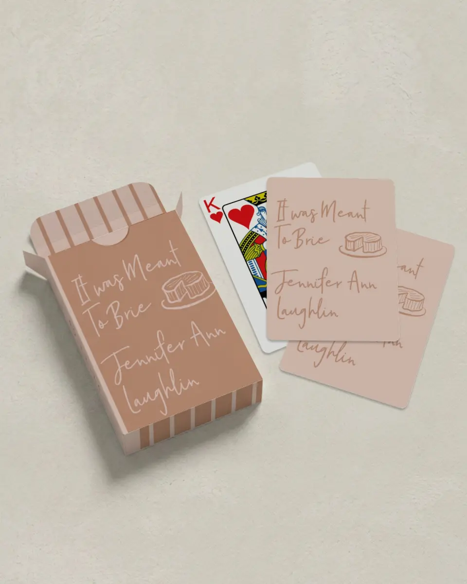 This is a 2.7" x 3.6" box; 2.5" x 3.5" card Wedding Playing Card called Meant to Brie printed in full color