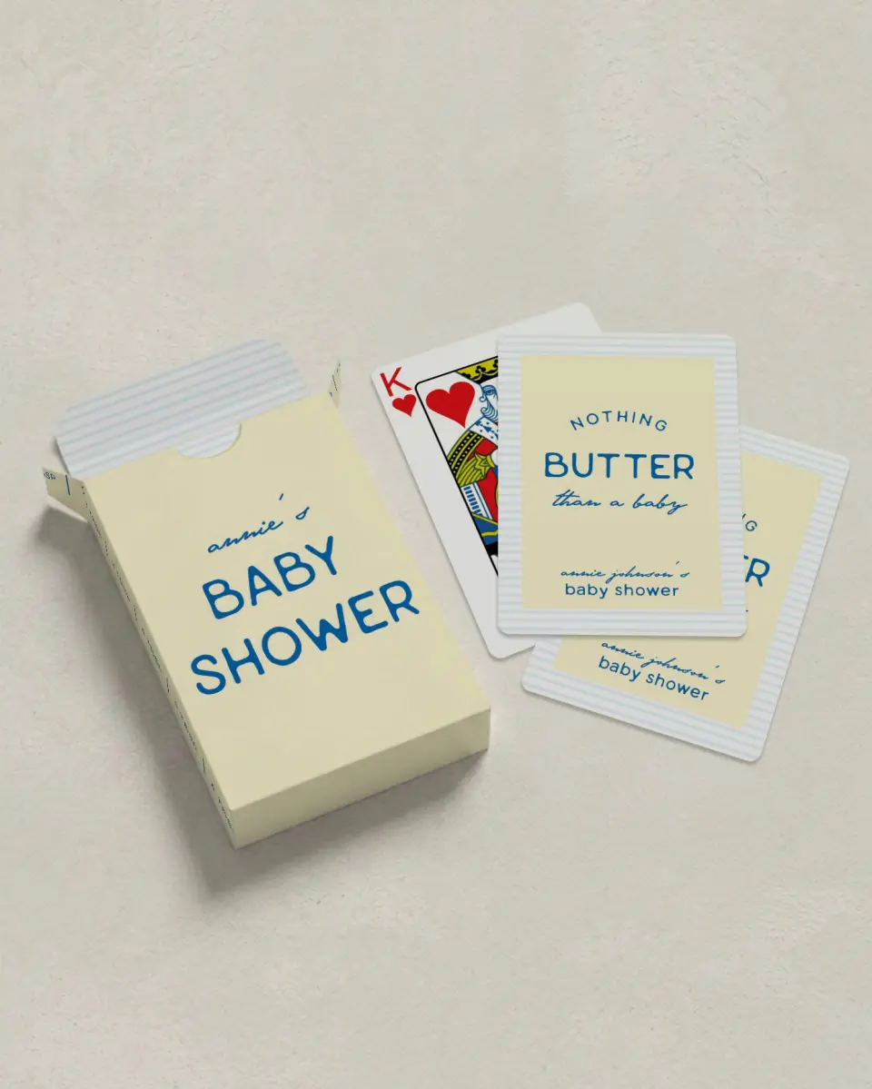 This is a 2.7" x 3.6" box; 2.5" x 3.5" card Wedding Playing Card called Nothing Butter printed in full color