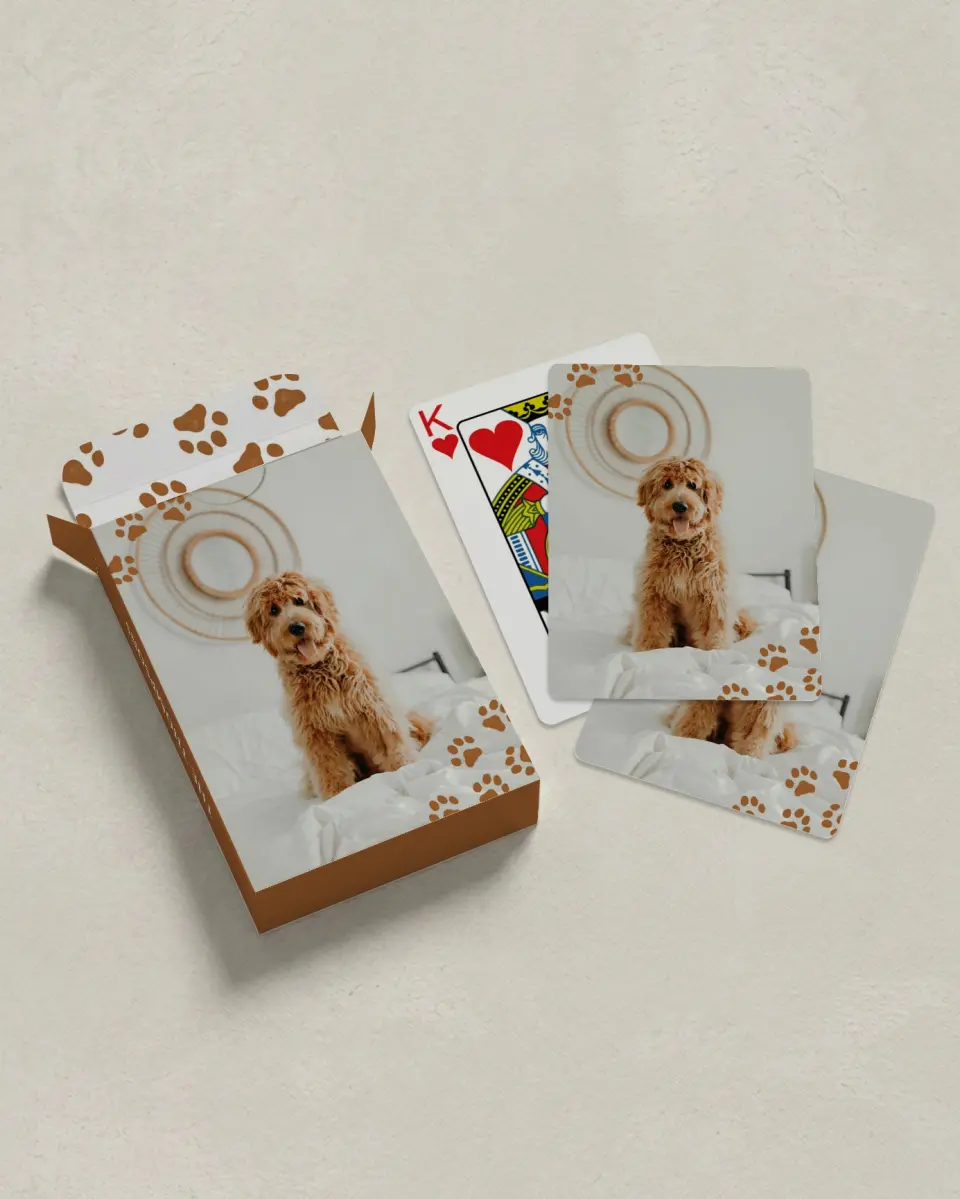This is a 2.7" x 3.6" box; 2.5" x 3.5" card Business Playing Card called Love & Licks printed in full color with Silver foil