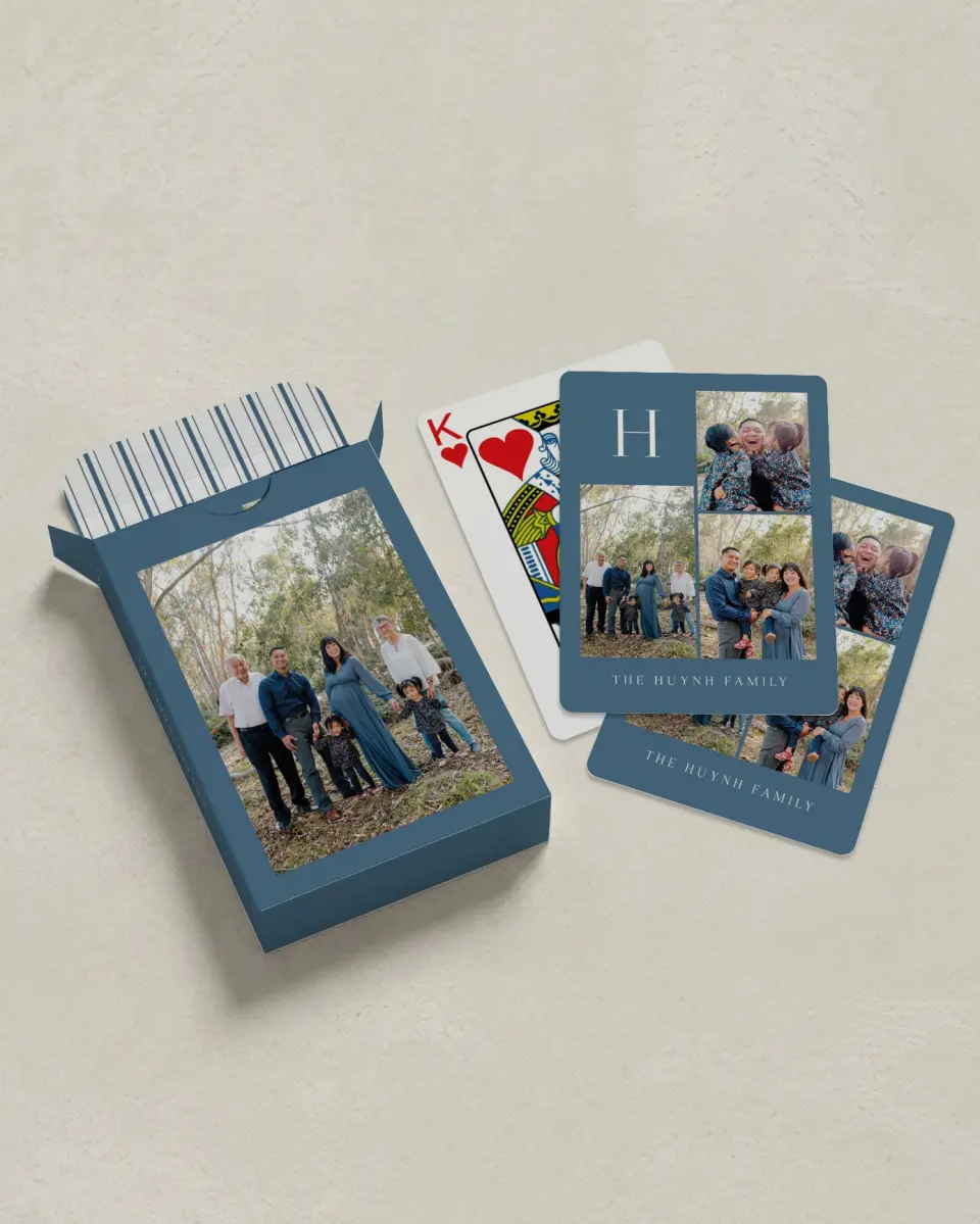 This is a 2.7" x 3.6" box; 2.5" x 3.5" card Business Playing Card called Our Legacy printed in full color