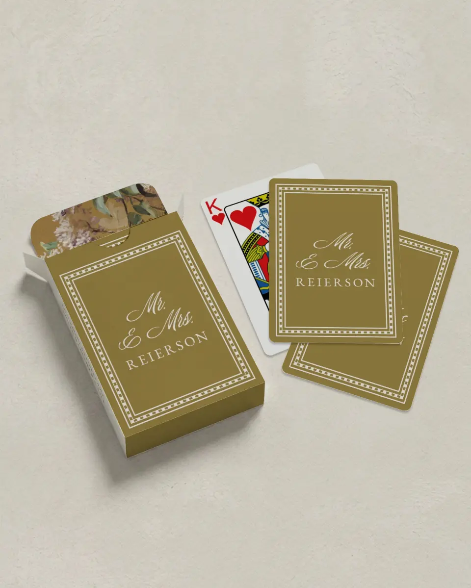 This is a 2.7" x 3.6" box; 2.5" x 3.5" card Wedding Playing Card called The Jillian printed in full color